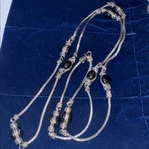 Necklace silver with black beads unmarked  necklace 🐈‍⬛